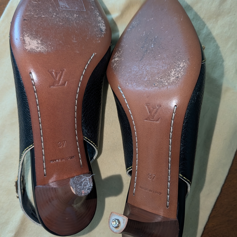 Louis Vuitton Black Slingback Heels SZ 37. - Picture 7 of 8